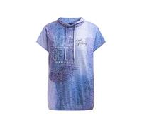 SOCCX Damen Ärmelloses Ausbrenner-Shirt mit Kragen und All Over Print River Blue, XXXL