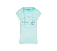 Kapuzenshirt SOCCX, Damen, Gr. S, blau (aqua splash), Material: 100% Baumwolle, Glitzermuster, bedruckt, regular fit normal, angeschnitten, Shirts, aus Baumwolle (15813933-S) aqua splash