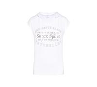 SOCCX Damen Ärmelloses Kapuzenshirt mit Glitter Puffprint Opticwhite, XL