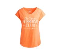 SOCCX Damen Ärmelloses Shirt mit V-Ausschnitt und Wording Print