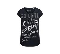 SOCCX Damen Ärmelloses Shirt mit Wording Print Blue Navy, M