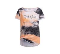 SOCCX Damen Ausbrenner-Shirt mit All Over Print und Knotensaum