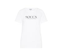SOCCX Damen Basic T-Shirt mit Logo Print Opticwhite XXXL