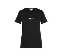SOCCX Damen Basic T-Shirt mit V-Ausschnitt und Logo Black XXL