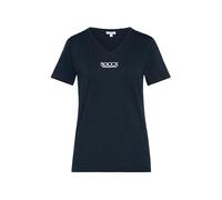 SOCCX Damen Basic T-Shirt mit V-Ausschnitt und Logo Blue Navy XL