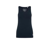 SOCCX Damen Basic Top mit Mini Logo Print Blue Navy L