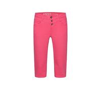 SOCCX Damen Capri Jeans LY:Dia Regular Fit 3/4 Hose Sommer Stretch Figurformende Ziernaht Coral Pink, 28