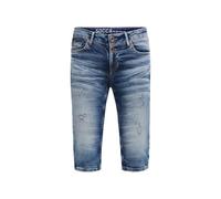 Slim-fit-Jeans SOCCX, Damen, Gr. 33, Normalgrößen, distressed vintage blau, Denim/Jeans, Material: 99% Baumwolle, 1% Elasthan, Zusatz: Enthält nichttextile Teile tierischen Ursprungs (Badge), Destroye