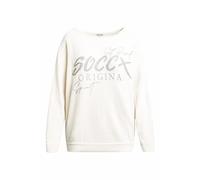 SOCCX Damen Chenille-Pullover mit Glitter Print Ivory, S