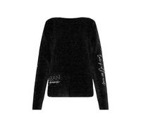 SOCCX Damen Chenille-Pullover mit Glitzer-Artworks Black, XXXL