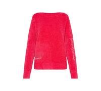 SOCCX Damen Chenille-Pullover mit Glitzer-Artworks Lovely Red, XXL