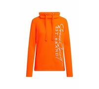 SOCCX Damen Chenille-Pullover mit hohem Kragen und Artwork Neon Orange, XXL