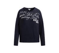SOCCX Damen Flauschpullover mit Wording Print Blue Navy, XXXL