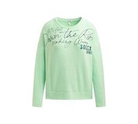 SOCCX Damen Flauschpullover mit Wording Print Milky Green, L