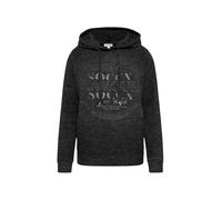 SOCCX Damen Hoodie aus Flauschstrick mit Glitzer-Print Black Melange, L