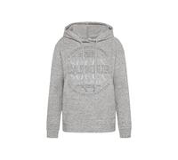 SOCCX Damen Hoodie aus Flauschstrick mit Glitzer-Print Grey Melange, S