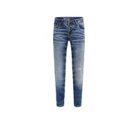 Slim-fit-Jeans SOCCX, Damen, Gr. 27, Normalgrößen, distressed vintage blau, Denim/Jeans, Material: 99% Baumwolle, 1% Elasthan, Zusatz: Enthält nichttextile Teile tierischen Ursprungs (Badge), Destroye