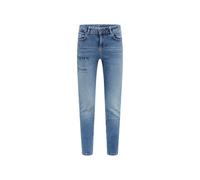 Slim-fit-Jeans SOCCX, Damen, Gr. 26, Normalgrößen, porto blau print, Denim/Jeans, Material: 99% Baumwolle, 1% Elasthan, Zusatz: Enthält nichttextile Teile tierischen Ursprungs (Badge), bedruckt, slim