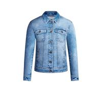 Jeansjacke SOCCX, Damen, Gr. XL, light blau print, Jeans, Material: 63% Baumwolle, 25% Polyester, 10% Viskose, 2% Elasthan, bedruckt, bestickt, slim fit kurz, eingesetzt 1-Knopf-Manschette, Jacken Jea