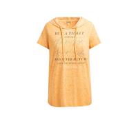 SOCCX Damen Kapuzenshirt mit Ausbrenner-Effekten und Artwork Fresh Mango, XL