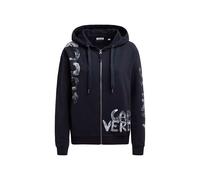 SOCCX Damen Kapuzensweatjacke mit Print Artworks Blue Navy, L
