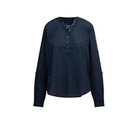 Langarmbluse SOCCX, Damen, Gr. S, blau, Web, Material: 100% Baumwolle, bedruckt, slim fit normal, ohne Ausschnitt, mit Riegel 1-Knopf-Manschette, Blusen, im Turn-Up-Look (89863256-S) blau