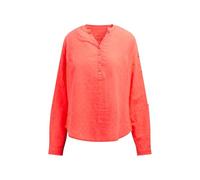 Langarmbluse SOCCX, Damen, Gr. XS, rot neon, Web, Material: 100% Baumwolle, bedruckt, slim fit normal, ohne Ausschnitt, mit Riegel 1-Knopf-Manschette, Blusen, im Turn-Up-Look (78914201-XS) rot neon