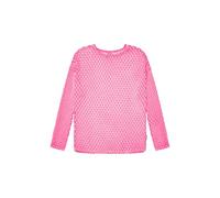SOCCX Damen Langarmshirt mit Ajour-Muster Floral Pink, XXXL