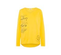 SOCCX Damen Langarmshirt mit V-Ausschnitt und Prints Golden Honey XL
