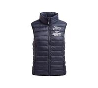 SOCCX Damen Leichte Steppweste mit Prints und Patch Blue Navy, M