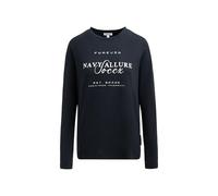 SOCCX Damen Oversized Longsleeve mit Label Print Blue Navy, XXXL