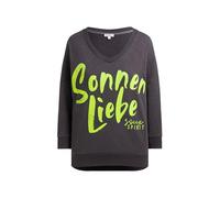 SOCCX Damen Oversized Sweatshirt mit V-Ausschnitt und Print Charcoal Mist, S