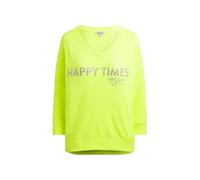 SOCCX Damen Oversized Sweatshirt mit V-Ausschnitt und Print Electric Lemon, S