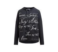 SOCCX Damen Oversized Sweatshirt mit Wording Print Blue Navy, M
