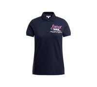 SOCCX Damen Poloshirt aus Pikee mit Backprint, feminin tailliertes Kurzarm Polohemd - 95% Baumwolle, 5% Elasthan
