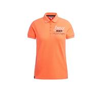 Poloshirt SOCCX, Damen, Gr. M, electric orange, Piqué, Material: 60% Polyester, 35% Baumwolle, 5% Elasthan, bedruckt, regular fit normal, hoch geschlossener Ausschnitt, eingesetzt Bündchen, Shirts, mi