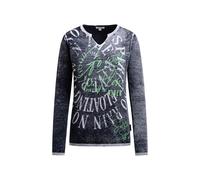 SOCCX Damen Pullover mit Inside Print und Acid-Effekten Blue Navy, XXXL