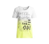Rundhalsshirt SOCCX, Damen, Gr. M, weiß, Single Jersey, Material: 100% Baumwolle, Glitzermuster, bedruckt, slim fit normal, Rundhals, eingesetzt gerader Abschluss, Shirts Rundhalsshirt, aus Baumwolle 