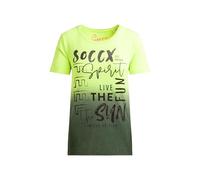 Rundhalsshirt SOCCX, Damen, Gr. M, electric lemon, Single Jersey, Material: 50% Baumwolle, 50% Polyester, Glitzermuster, bedruckt, slim fit normal, Rundhals, eingesetzt gerader Abschluss, Shirts Rundh