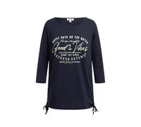 SOCCX Damen Rundhalsshirt mit 3/4-Ärmeln und Seitenraffung Blue Navy, XL