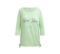 SOCCX Damen Rundhalsshirt mit 3/4-Ärmeln und Seitenraffung Milky Green, XXL
