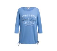 SOCCX Damen Rundhalsshirt mit 3/4-Ärmeln und Seitenraffung River Blue, L