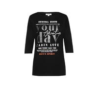 SOCCX Damen Shirt mit verkürzten Ärmeln und Label Print Black, M