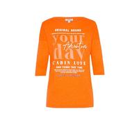 SOCCX Damen Shirt mit verkürzten Ärmeln und Label Print Brilliant Orange Neon, M