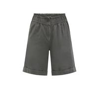 Shorts SOCCX, Damen, Gr. L, Normalgrößen, cool khaki, Web, Material: 55% Leinen, 45% Viskose, unifarben, regular fit knielang, Hosen Shorts, mit Turn-Up-Saum (30641200-L) cool khaki