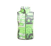 SOCCX Damen Steppweste mit Kapuze im Kragen und All Over Print Neon Leaf, L