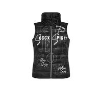 Steppweste SOCCX, Damen, Gr. L, schwarz, Material: 100% Polyamid, Futter: 100% Polyamid, Füllung: 100% Polyester, bedruckt, slim fit normal, Westen Steppweste, mit integrierter Kapuze (20111310-L) sch