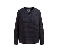 SOCCX Damen Strukturierte Langarmbluse mit kleinen Logo-Details Blue Navy, XXL