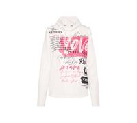 SOCCX Damen Strukturiertes Sweatshirt mit hohem Kragen und Artwork Ivory, XXXL
