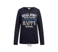 SOCCX Damen Sweatshirt mit Artwork und Kordelzug im Saum Blue Navy, S